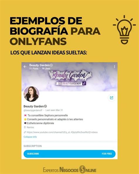 ejemplos de biografías para onlyfans|UniFans: 18 OnlyFans Bio Ideas with Examples